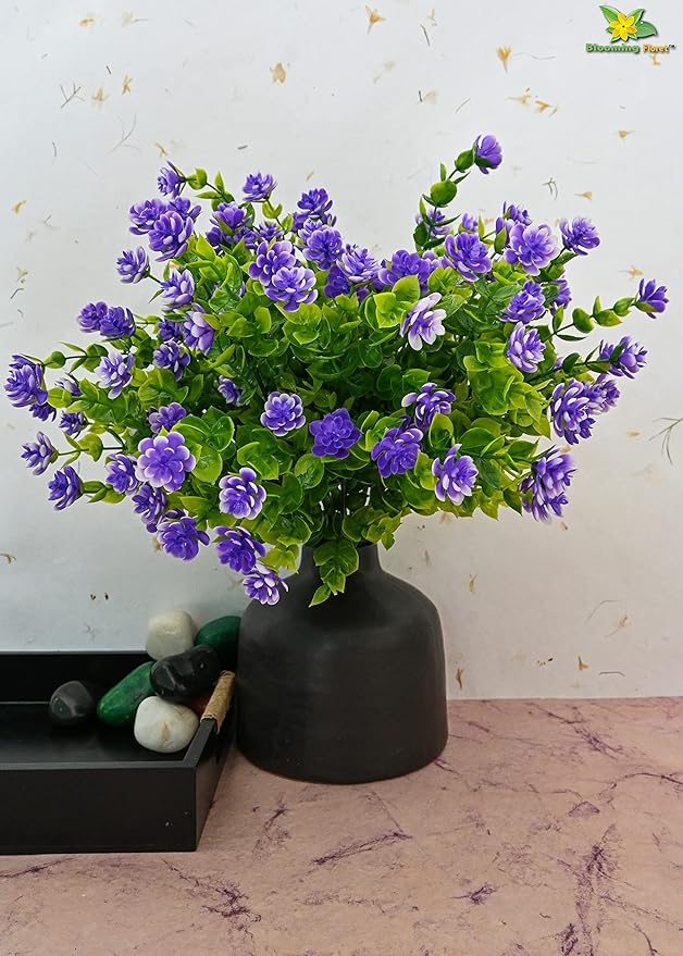 Blooming Floret Artificial Kalanchoe 5 Flower Bunch | Purple Colored Flowers for Home Decor/Office Decor | Soft and Dust Proof Elegant Flowers for Interiors