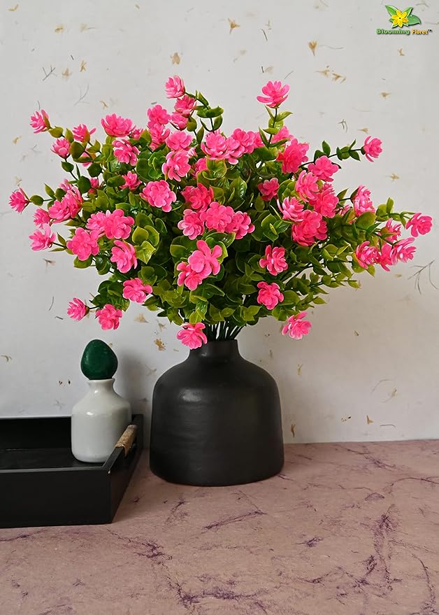 Blooming Floret Artificial Kalanchoe 5 Flower Bunch | Pink Colored Flowers for Home Decor/Office Decor | Soft and Dust Proof Elegant Flowers for Interiors