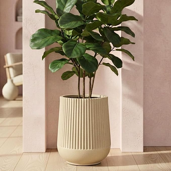 Eha Earth Friendly Opera Big Planters for Home Decor | 18 inch, Pack of 1 | Heavy Duty Plant Pot Made with Rice Husk & Bamboo Biocomposite | UV Protected Pot for Plant | Pots & Planters Big Size