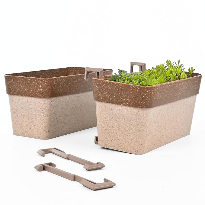 Eha Earth Friendly Duo Sling 12 inch Pots for Plants | Set of 2 Planters for Home Decor | Made with Bamboo Fibers, UV Protected Flower Pot | Flower Pots for Garden | Tortila