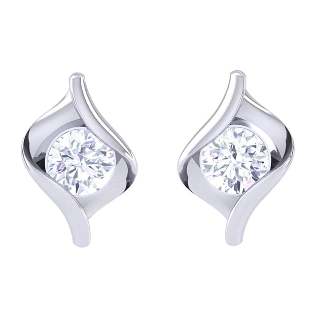 CLARA Made with Swiss Zirconia 925 Sterling Silver Platinum Plated Mia Solitaire Earring | Gift For Women & Girls
