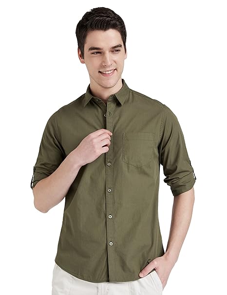 Amazon Brand - Symbol Men's Cotton Shirt | Casual | Plain | Full Sleeve | Summer - Regular Fit (Available in Plus Sizes)