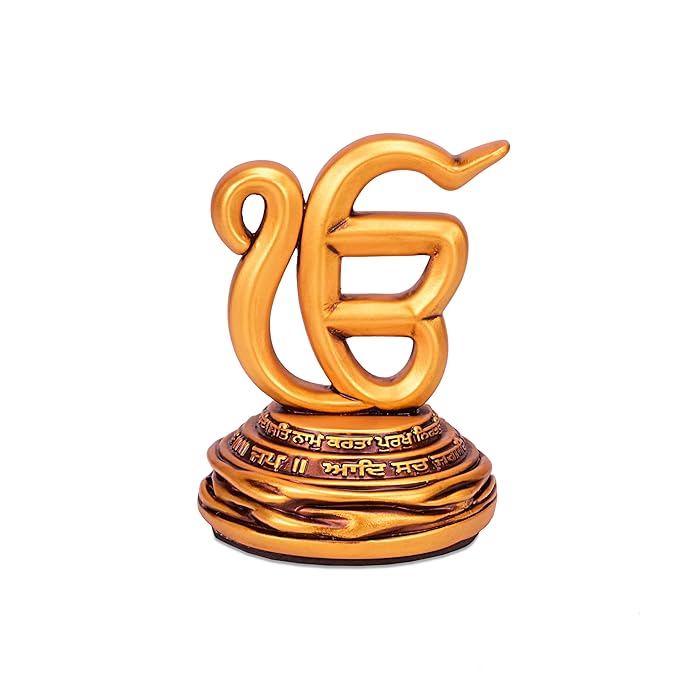 Artarium Ek Onkar Idol for Car Dashboard and Home Decor, Sikh Religious Symbol Showpiece for Office Table, Mandir, Meditation Room, and Gift Purpose, Antique Devotional Statue (3.5 Inch)