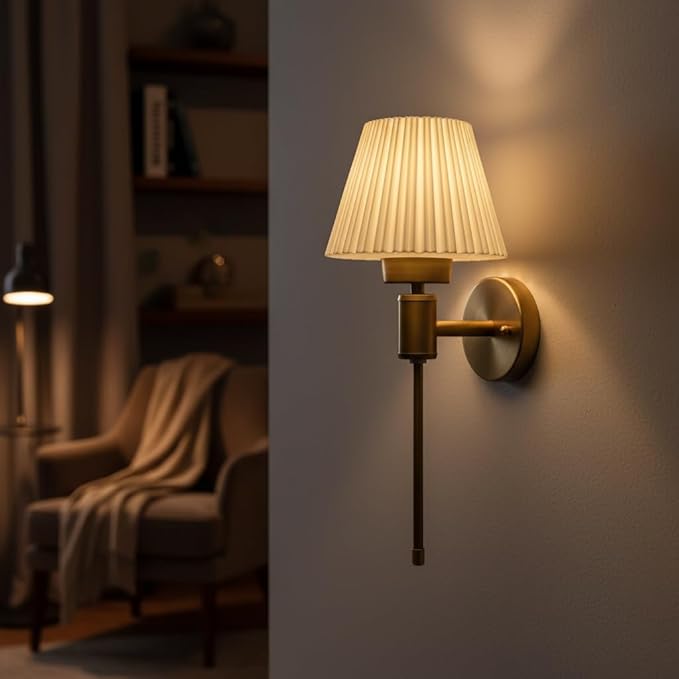 Wall Lamp for Living Room | Wall Light Bedroom, Wall Decor with 7-INCH Unbreakable Polycarbonate Lampshade and Metal Fitting(with Bulb)(Softbeam)
