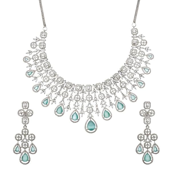 Necklace Jewellery Set for Women with Earrings Bridal Necklace Set for Wedding, Engagement, Party & Festivals Teardrop Statement Jewelry