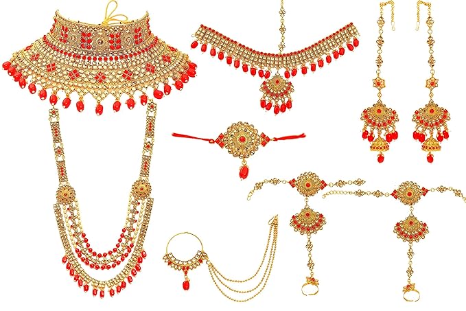 Red Gold Plated Fashion Bridal Jewellery Set for Women