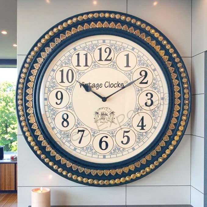 Vintage Clock Pine Wood Analog Wall Clock (Black, Clock: 16 X16 Inch, Dial: 12 Inch)