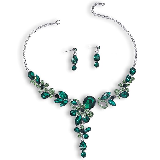 Shining Diva Fashion Latest Stylish Design Fancy Crystal Necklace Jewellery Set for Women | Trendy Celebrity Inspired Jewellery