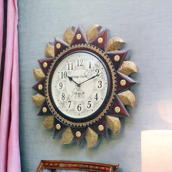 Vintage Clock Big Regal Sun Carved Clock