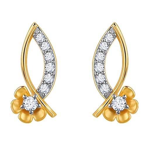 GIVA 18K Yellow Gold Funky Florals Diamond Earrings|Gifts for Women & Girls| With Certificate of Authenticity & BIS-Hallmarked Gold Jewellery