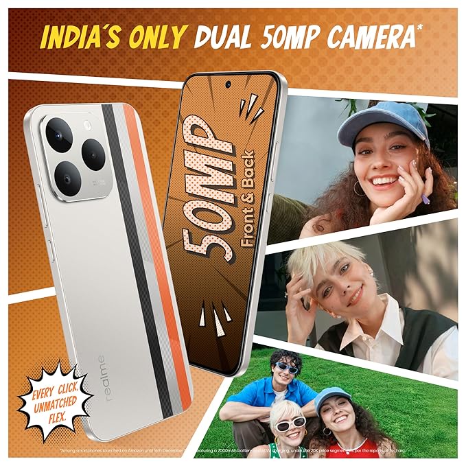 realme narzo 90 5G (Victory Gold,6GB+128GB) | 7000mAh Biggest Battery | 60W Fastest Charging | 50MP Front & Rear AI Cameras | 4000nits Brightest Display | AI Assist | IP69 Dust & Water Resistance