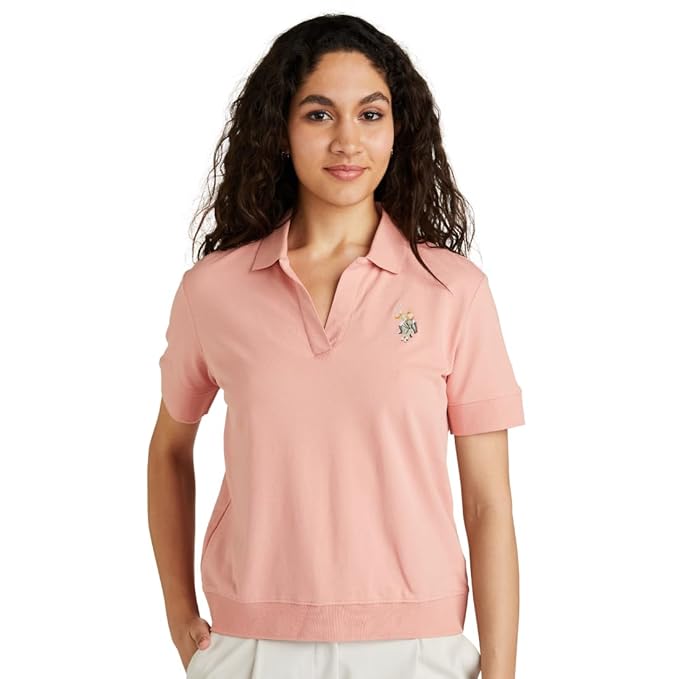 U.S. Polo ASSN. Women's Cotton Solid Loose Fit Polo Shirt