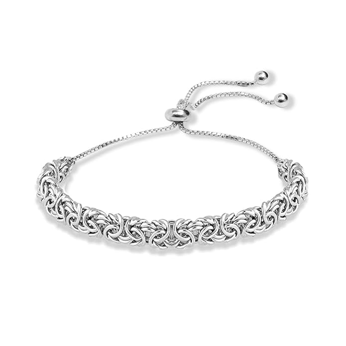 TRUESILVER ACPL 925 Sterling Silver Sliding Bolo Bracelets for Women | BIS Hallmarked Fancy Link Rolo Design Bracelet | Adjustable Slider Chain Bracelet Gift for Birthday Anniversary Wedding
