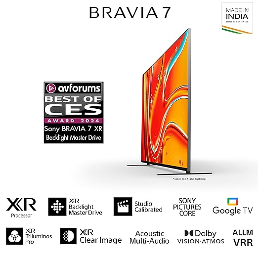 Sony 139 cm (55 inches) BRAVIA 7 4K Ultra HD AI Smart Mini LED Google TV K-55XR70 (Black)