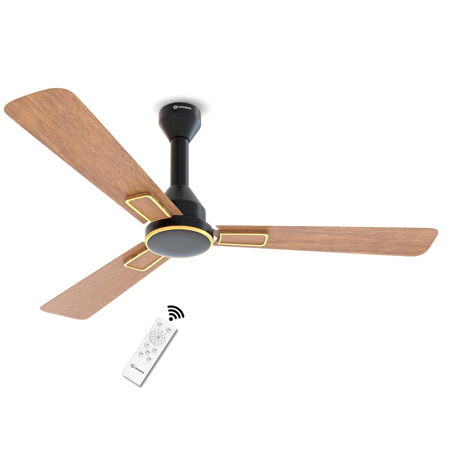 LEDVANCE Aero Master Maxx Bldc Fans Ceiling 1200mm With Remote | Ceiling Fan for Living Room | 5 Star Ceiling Fan | 50% Energy Saving | 100% Copper Winding | Reverse Mode | 3 Yr Warranty- Wooden Black