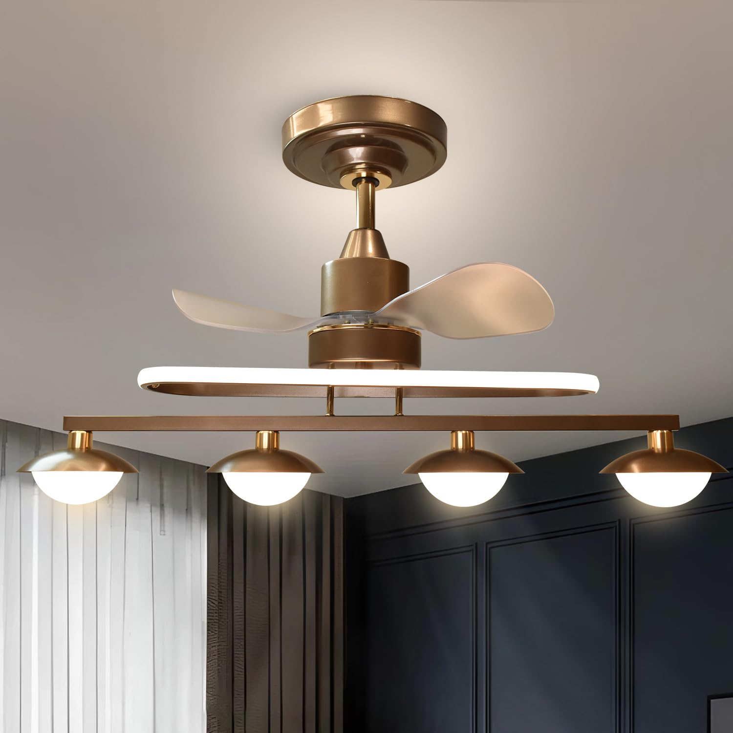 Smartway® Perenz Smart BLDC Ceiling Fan Chandelier | Modern Chandelier Fan with Metal Blades, Noiseless Motor, Remote & Alexa Google App Control, LED Fan Light for Living Room Bedroom Hall Dining