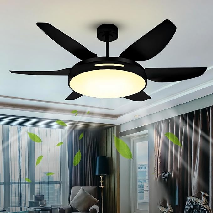 Smartway 56W Palencia Black Ceiling Fan Chandelier with BLDC Noiseless Motor | ABS Blades | Modern LED Decorative Light 3 Color Modes | Remote, App & Voice Assist for Living Room, Dining & Bedroom
