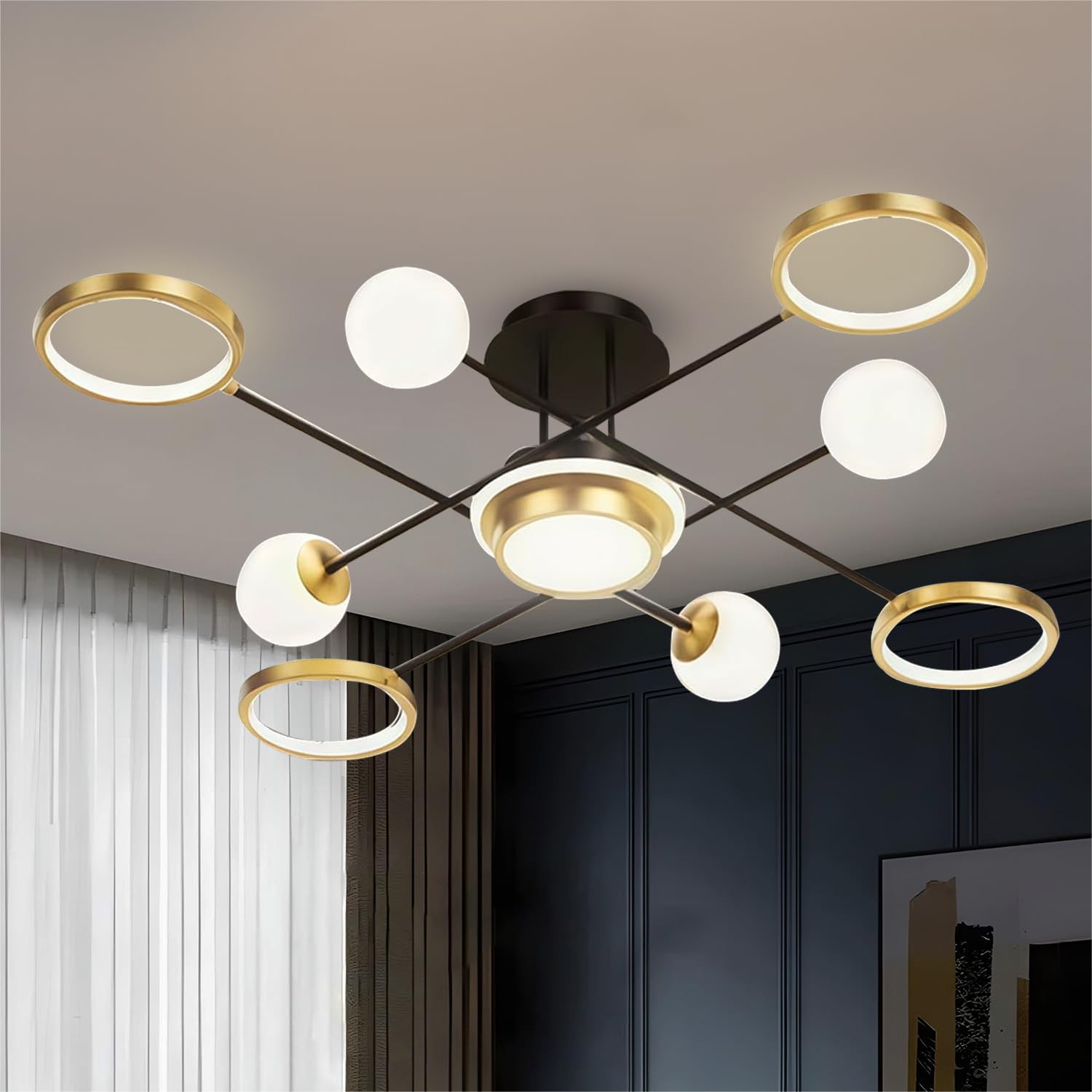 Smartway® Fantasy 68W LED Smart Voice Assist Chandelier | LED Light with 3 Color Modes | Smart Remote & Voice Control | Modern Ceiling Light for Living Room & Bedroom | 1-Year Warranty