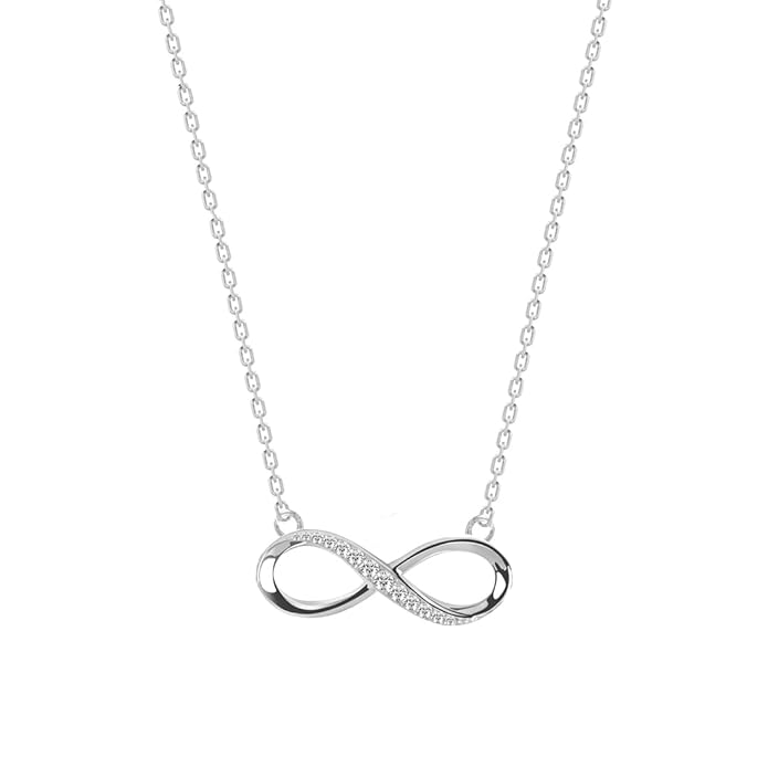Clara 925 Sterling Silver Infinity Pendant Chain Necklace | Rhodium Plated, Swiss Zirconia | Gift for Women and Girls