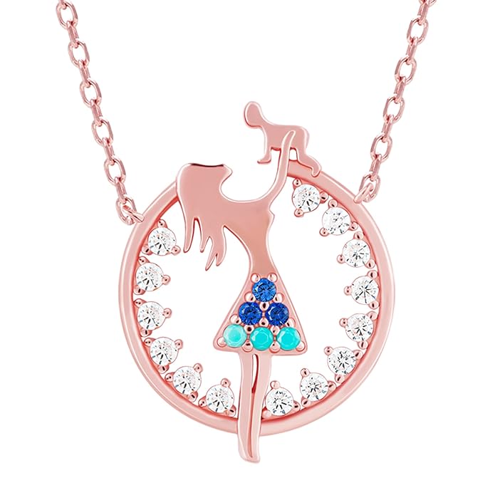 GIVA 925 Silver Bhumi Rose Gold Rani Ebony Pendant with Link Chain| Necklace to Gift Women & Girls | With Certificate of Authenticity and 925 Stamp | 6 Months Warranty