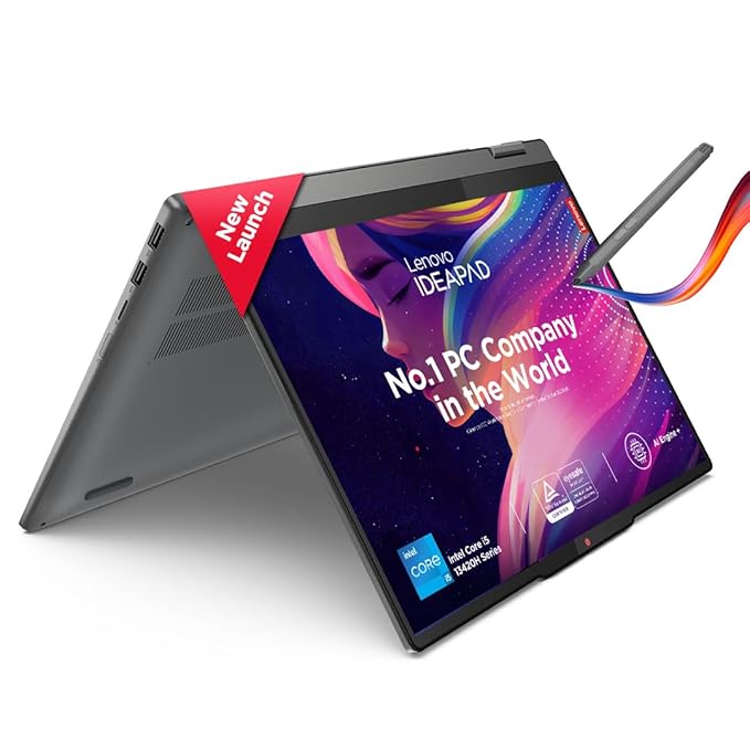 Lenovo Ideapad 5 2-in-1 13th Gen Core i5-13420H (16GB RAM/512GB SSD/Windows 11/Office Home 2024/WUXGA IPS/14 (35.5cm)/Touchscreen 2-in-1/3Mon.Game Pass/Grey/1.6kg), 83KX0059IN Laptop