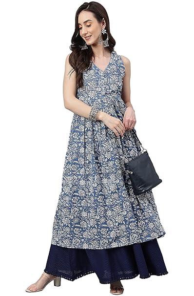 Janasya Women's Pure Cotton Paisley Printed A-line Kurta