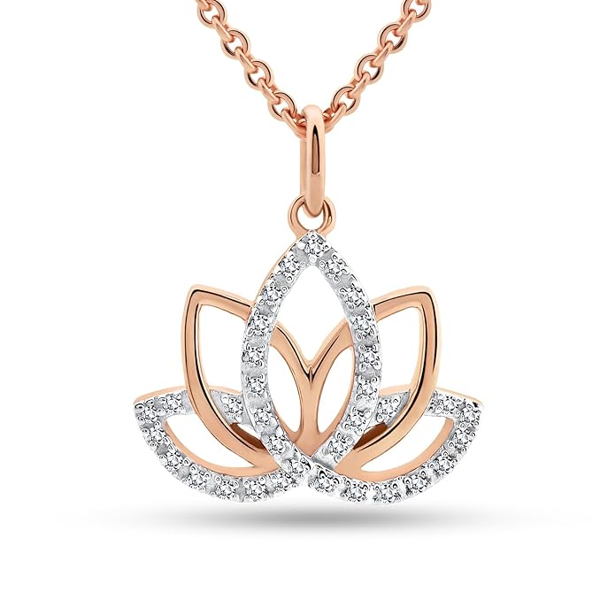 Jewels 0.11 Ct Lotus Bloom Pendant|925 Sterling Silver| Lab Grown Diamonds |SI Clarity E-F Color | SGL Certified | Fine Jewellery | Gifts for Woman & Girls