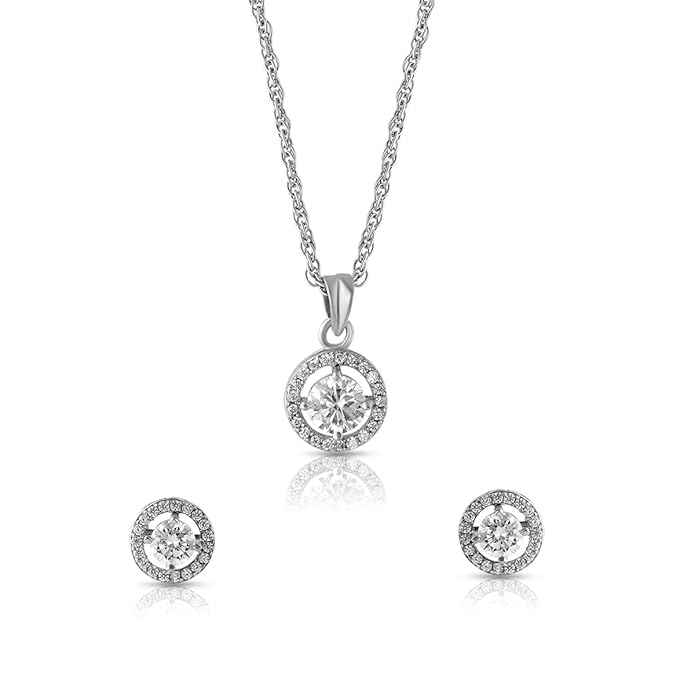 Svan Jewellery 925 Sterling Silver Pendant with Earrings & Link Chain | BIS Hallmarked | Certificate of Authenticity | Elegant Gift for Women & Girls | 6-Month Warranty