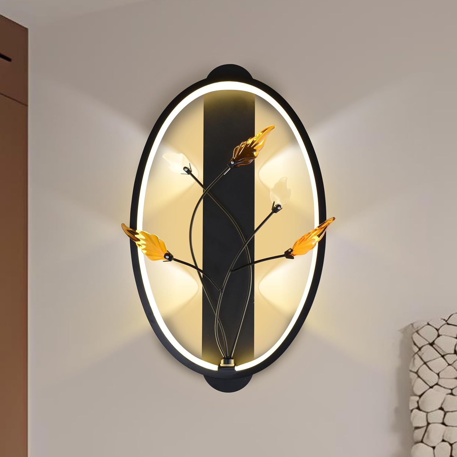 Smartway® 18W Wee Modern LED Wall Lamp | 3 Color Modes (Warm, Natural & Cool White) | Designer Oval Decorative Wall Light for Living Room, Bedroom, Bedside & Home Décor