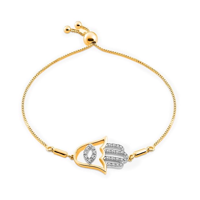 Jewels 0.16 Ct Hamsa Bolo Bracelet|925 Sterling Silver| Lab Grown Diamonds |SI Clarity E-F Color | SGL Certified | Fine Jewellery | Gifts for Woman & Girls