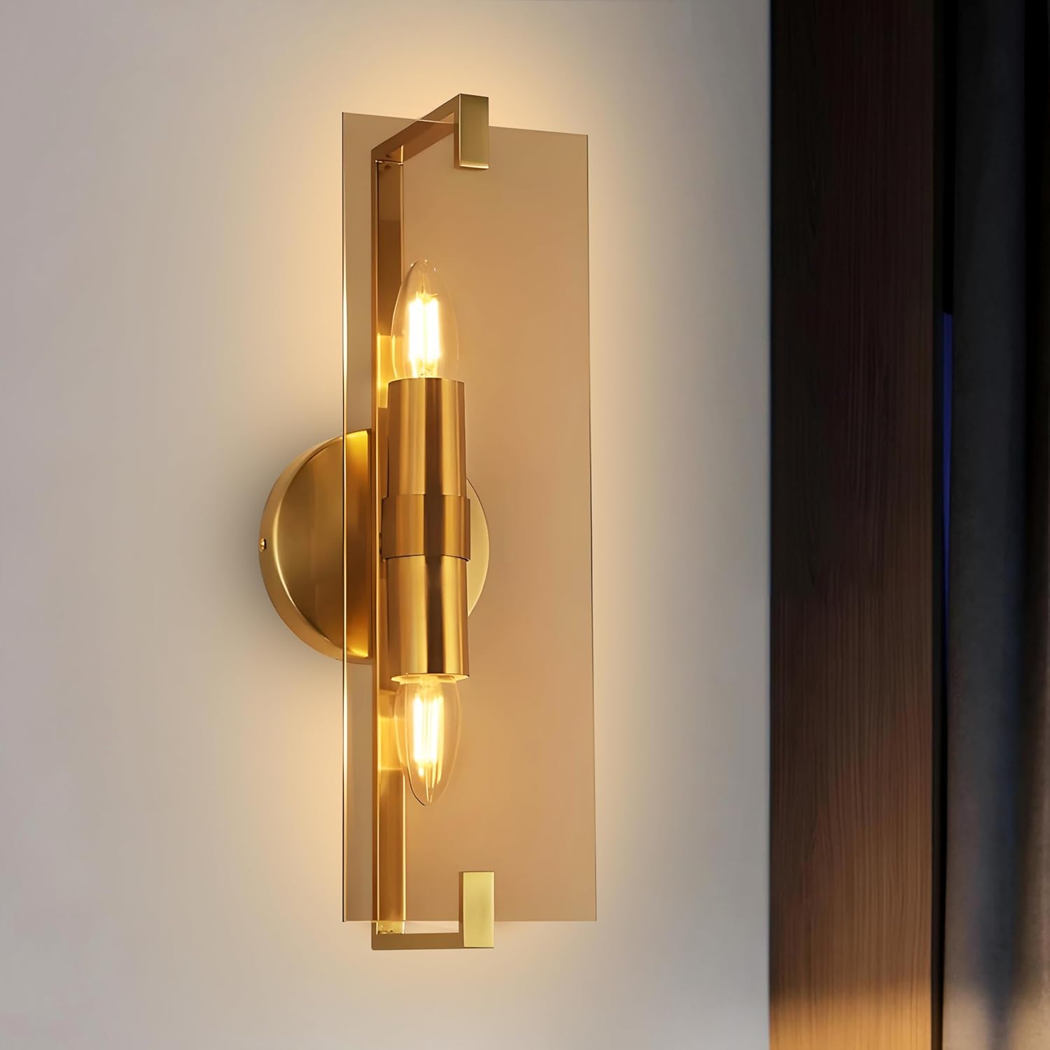 Smartway® Claire Modern Glass LED Wall Lamp with E27 Bulb Holder | Elegant Vertical Tube Wall Light for Bedroom, Living Room, Bedside & Home Decoration | Decorative Wall Mount Lamp with Premium Finish