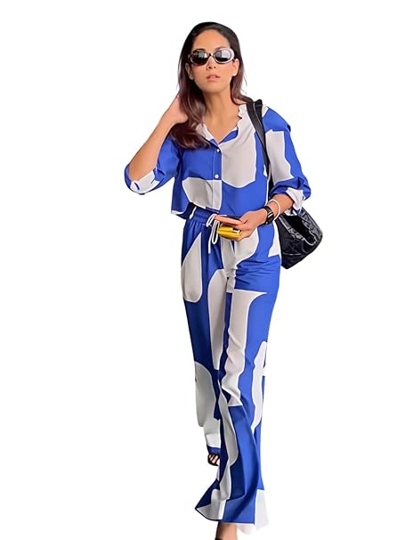 GRECIILOOKS Co Ord Set for Women | Ethnic Co-ord Set for Women's Stylish | Festive Rayon Pant Set | Casual Style Full Sleeve Cord Sets | Summer Travel Outfit