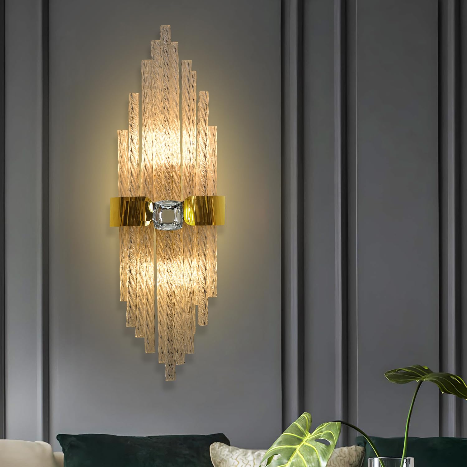 Smartway Amabel Modern Glass LED Wall Lamp | 3 Light Modes (Warm, Natural & Cool White) | Elegant Decorative Wall Light for Living Room, Bedroom, Bedside & Home Décor