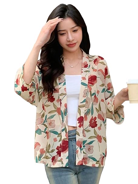 TOPLOT Women's Shrug | Stylish Layering Top | Floral Design Shrug | Easy Wear Structure | Trendy Look Styling | Versatile Casual & Everyday Fashion| Available in Pack of 2 (5148)