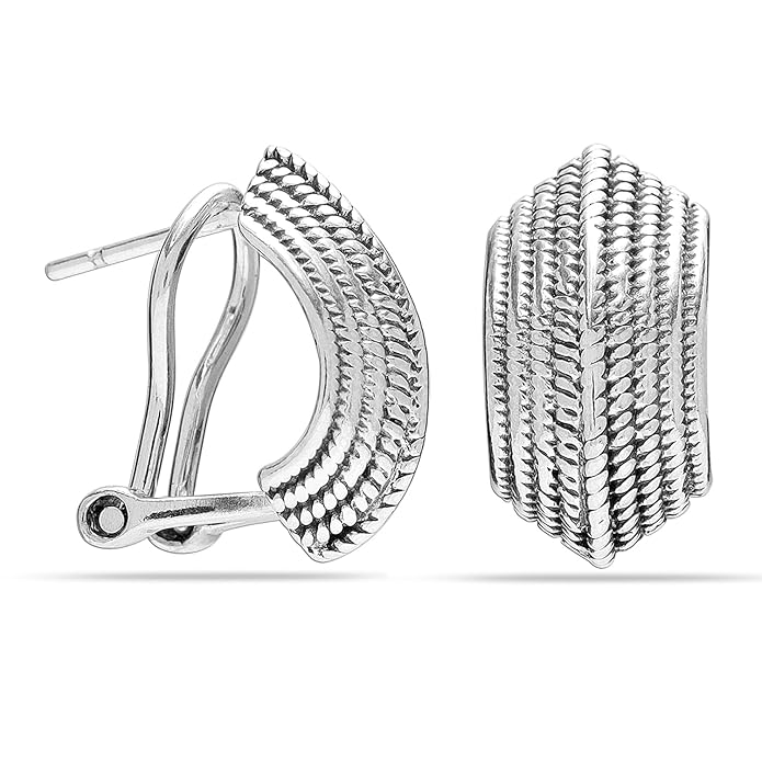 TRUESILVER ACPL 925 Sterling Silver BIS Hallmarked Omega Back Earrings for Women
