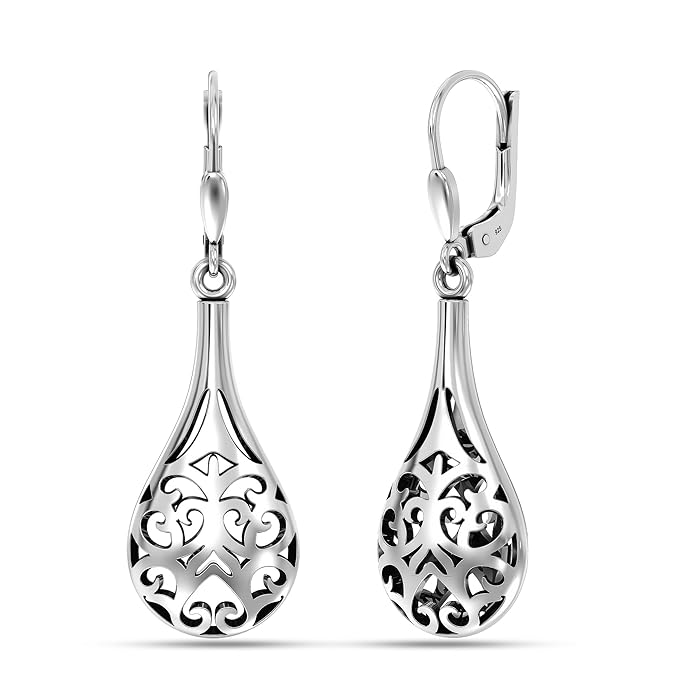 TRUESILVER ACPL 925 Sterling Silver Drop Earrings for Women & Girls | BIS Hallmarked Elegant Dangle Earrings | Stylish Leverback Everyday & Gift Jewelry
