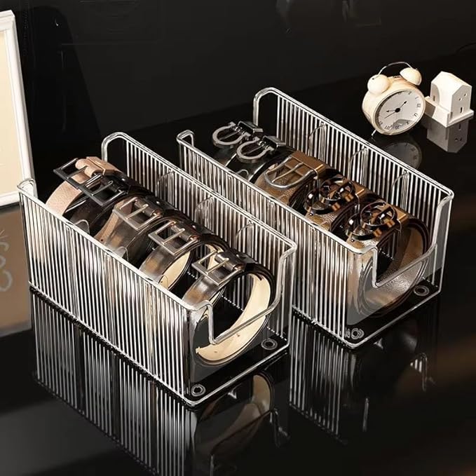 ARHAT ORGANIZERS Transparent Drawer Organizer for Belts Ties Wallets | Belt Organiser Acrylic Organiser with Removable Dividers | Drawer Wardrobe Organisers Slim Closet Organizer Storage Box