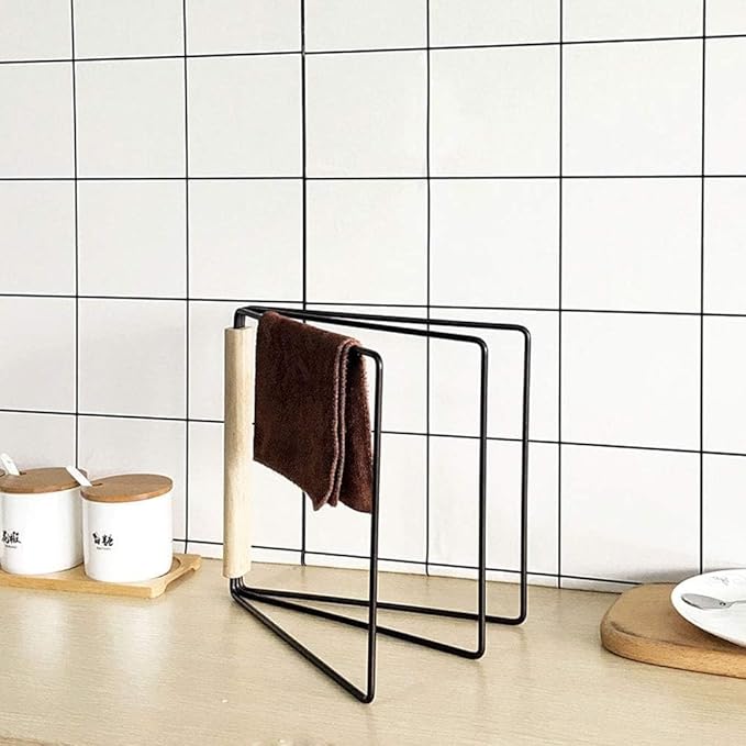 ARHAT ORGANIZERS Foldable Hand Towel Stand | Towel Holder for Washbasin & Kitchen | Hand Towel Holder for Bathroom, Countertop & Vanity | 3 Towel Drying Stand, Napkin Stand (Black, 3-Tier)