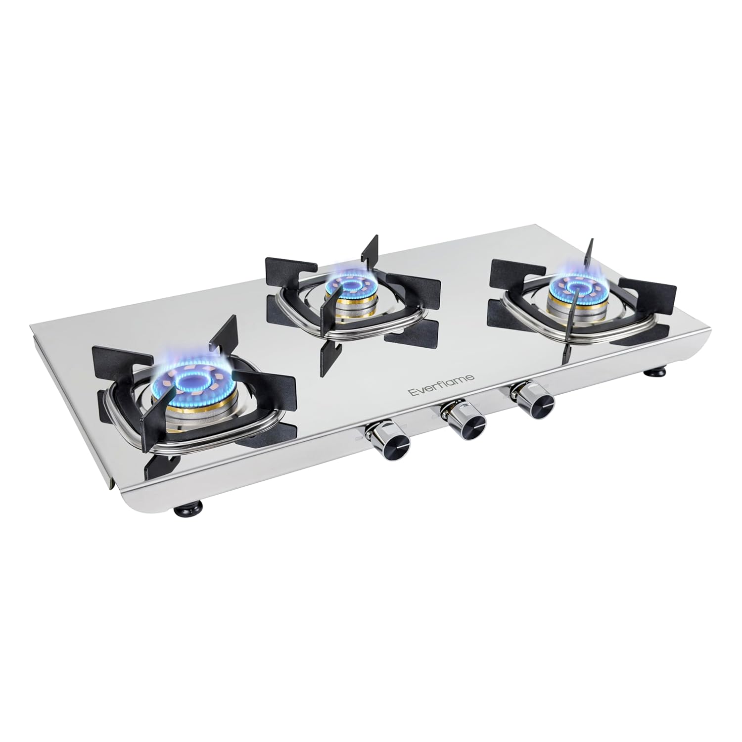 Everflame Photon 3 Burner Gas Stove | Manual Ignition | 5G Brass Burners | ISI Certified | SS Cooktop | 5 Years Warranty on (Body & Burners) + 2 Year Comprehensive Warranty + Doorstep Service