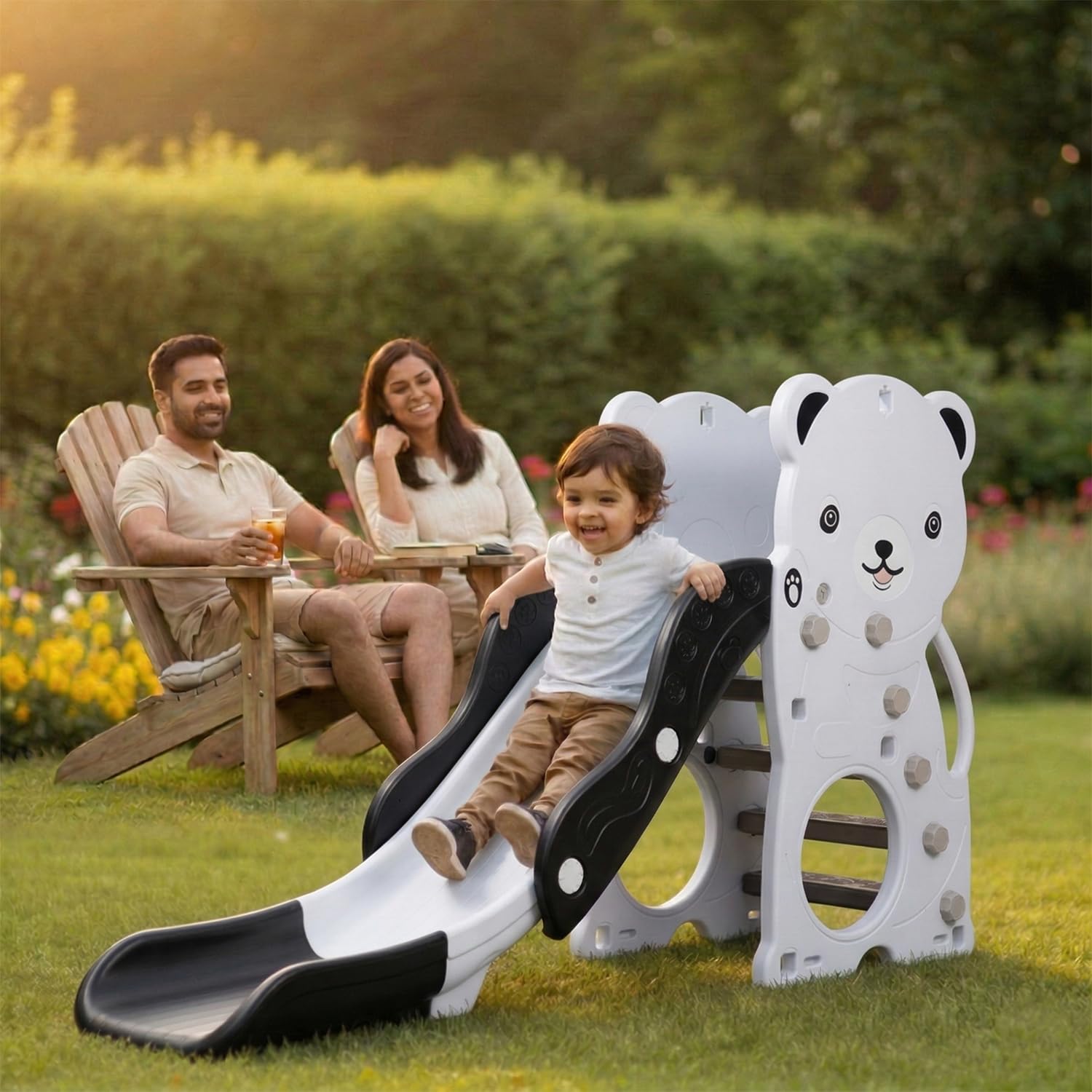 Toyzone Panda Slide for Kids | Baby Play Slide | Indoor & Outdoor Kids Slide | Easy Assembly | Safe Rounded Design | BIS Certified | Made in India | Kids Slide for 2-12 Years, Upto 70 kgs