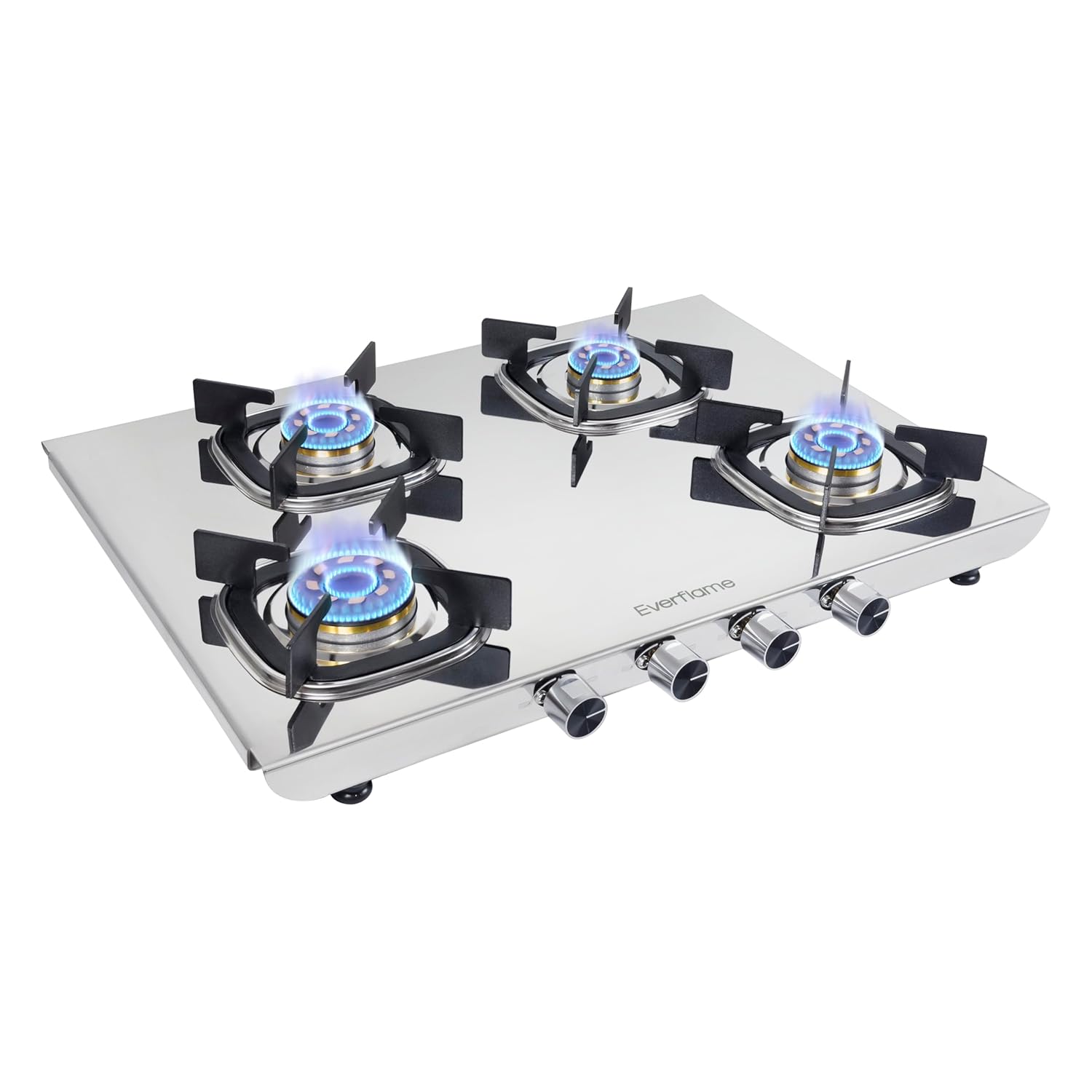 Everflame Photon 4 Burner Gas Stove | Manual Ignition | 5G Brass Burners | ISI Certified | SS Cooktop | 5 Years Warranty on (Body & Burners) + 2 Year Comprehensive Warranty + Doorstep Service