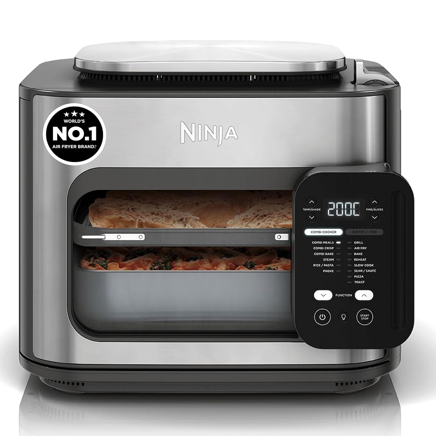 Ninja Combi 14-in-1 Multi-Cooker Air Fryer Oven (12.5L) – HyperSteam & Air Fry Technology, Cooks 3-Part Family Meals in 15 Mins, Healthy Oil-Free Cooking, Digital Display, Stainless Steel Cavity