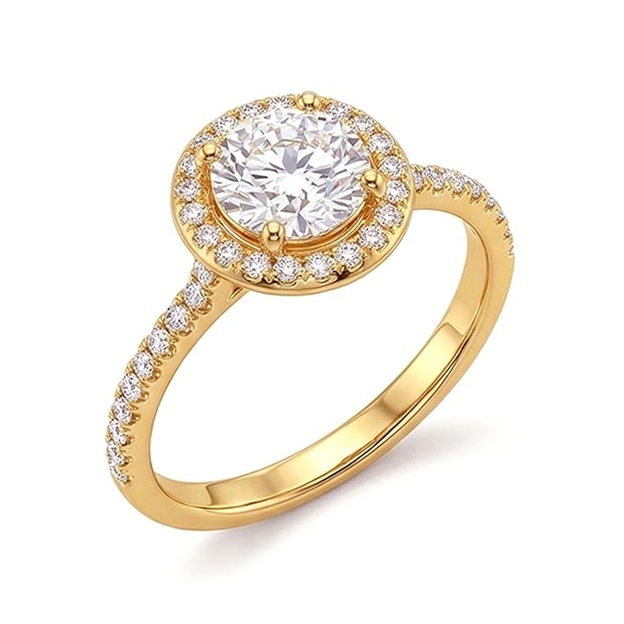 TRUESILVER ACPL 925 Sterling Silver Aurelle Gold Halo CZ Ring for Women