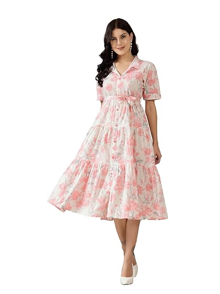 Stylum Women's Floral Printed Cotton Flared Dress