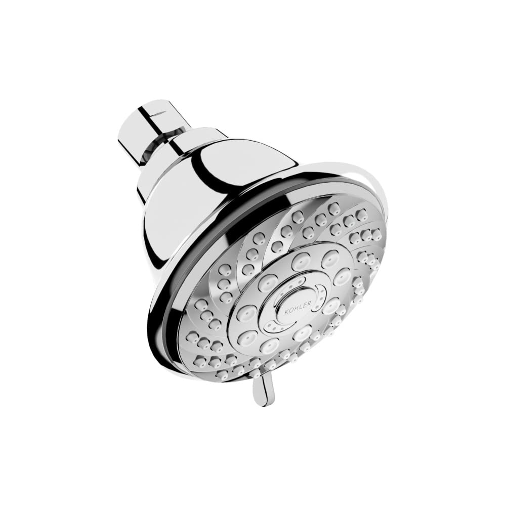Kohler Mist Rainduet Shower Head for bathroom | Round Multifunction 5-Spray Overhead Shower | Wall Mount Bathroom Shower with Pause Fuction, Chrome Finish, 3.9 inches Wide Sprayface