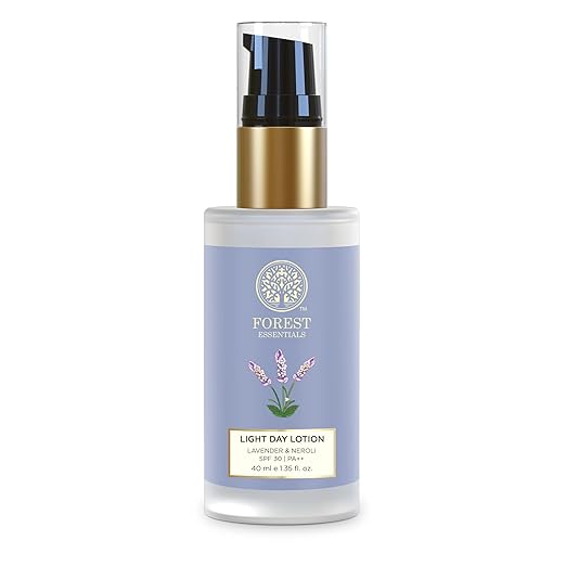 Forest Essentials Light Day Lotion Lavender & Neroli with SPF 30 PA++ | Ayurvedic Moisturiser for Normal to Oily Skin | Hydrating Face Lotion with Sun Protection