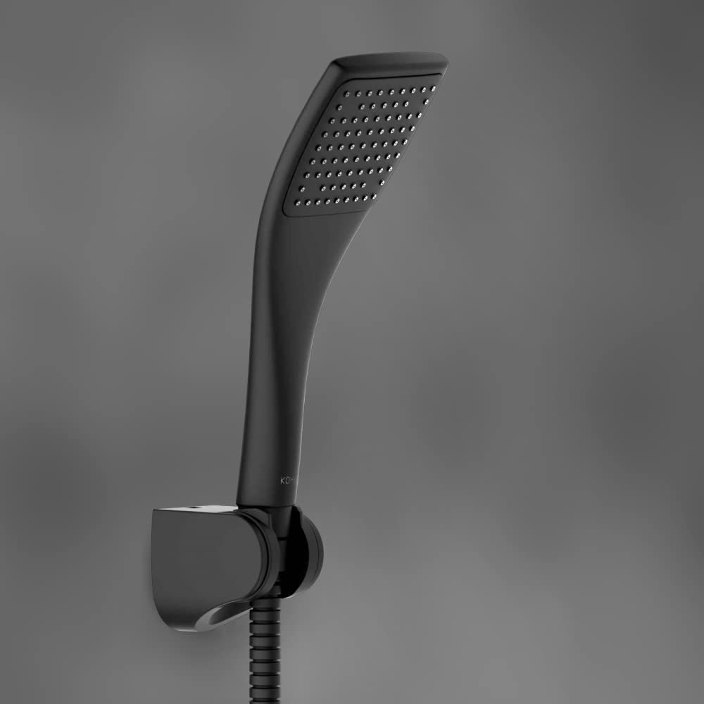 Kohler Spatula Handshower | K-98445IN-BL | Modern Geometric Square Design | High Pressure Full Spray with Hose | 13 LPM Flow | Matte Black Single-Function Handheld Showerhead | 12 Year Warranty