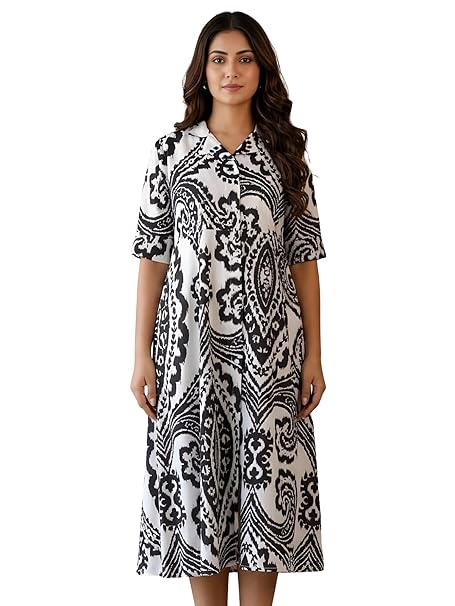 Leriya Fashion Summer Dress for Women | Short One Piece A-Line Midi Dress | Lightweight Vacation Wear & Daily Casual Outfit