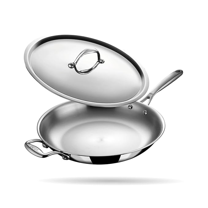 Stahl Artisan Triply 3 L, 28 cm Stainless Steel Fry Pan with Lid, Induction & Gas Stove Compatible Frying Pan, Omelette Pan, Egg Pan