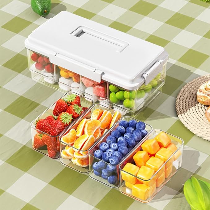 Homero Multi-Functional Portable Ice Cube Lunch Box | Detachable Sealed Compartments Suitable for Ice-Cubes & Frozen Fruits, Vegetables & Snacks | Food Safe with Air-Tight Seal (Pack of 1)